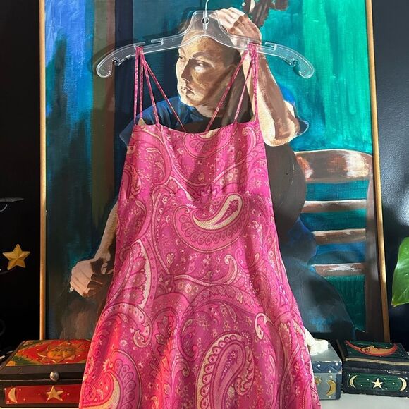 Jacob Pink Y2K Paisley Midi Dress 9/10 - Picture 15 of 16